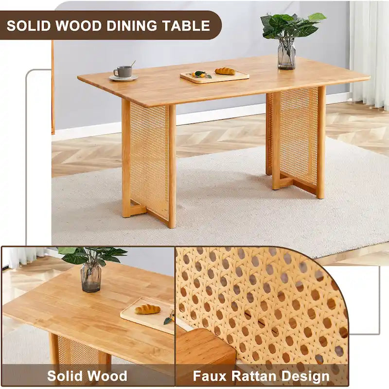 59 Retro Rubberwood Table with Walnut Finish