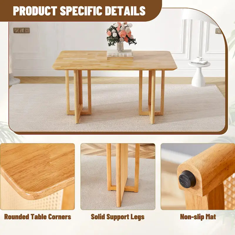 59 Retro Rubberwood Table with Walnut Finish