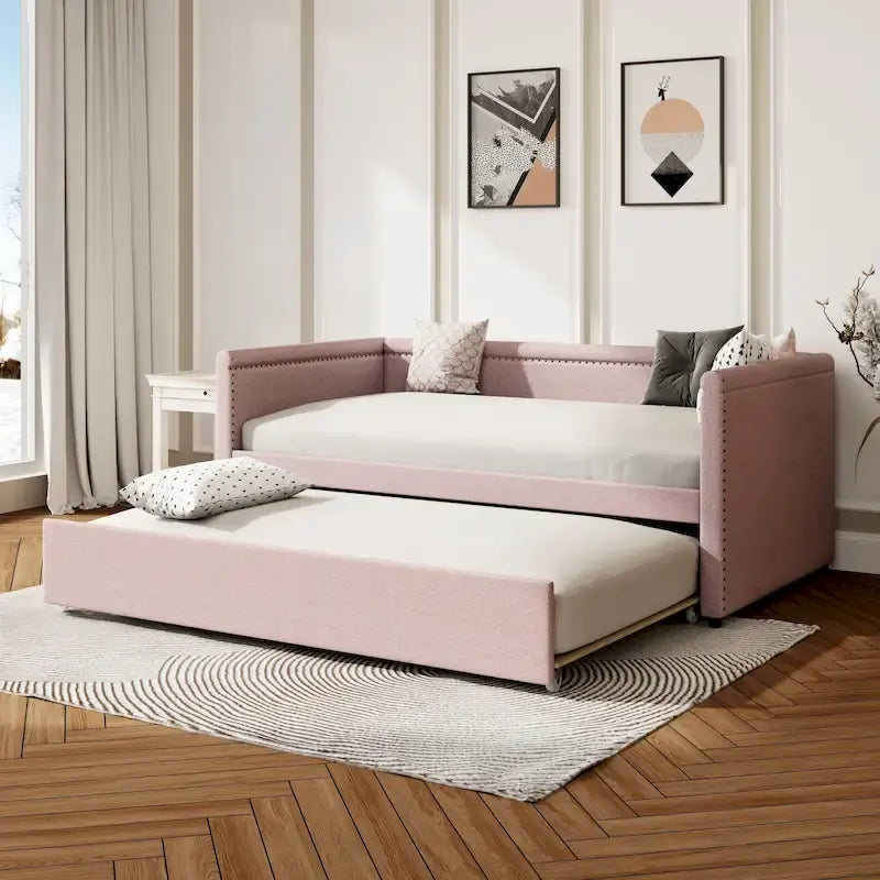 Upholstered Twin Daybed with Trundle