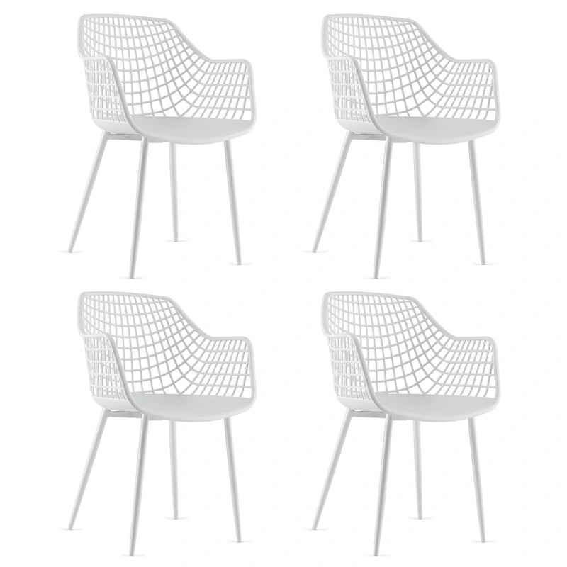 Modern Dining Chair Set of 4 Plastic Shell Hollow withMetal