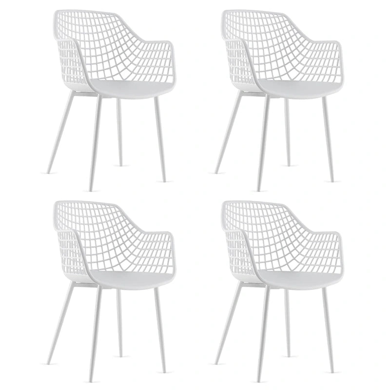Modern Dining Chair Set of 4 Plastic Shell Hollow withMetal