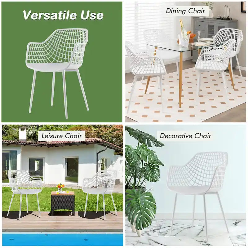 Modern Dining Chair Set of 4 Plastic Shell Hollow withMetal