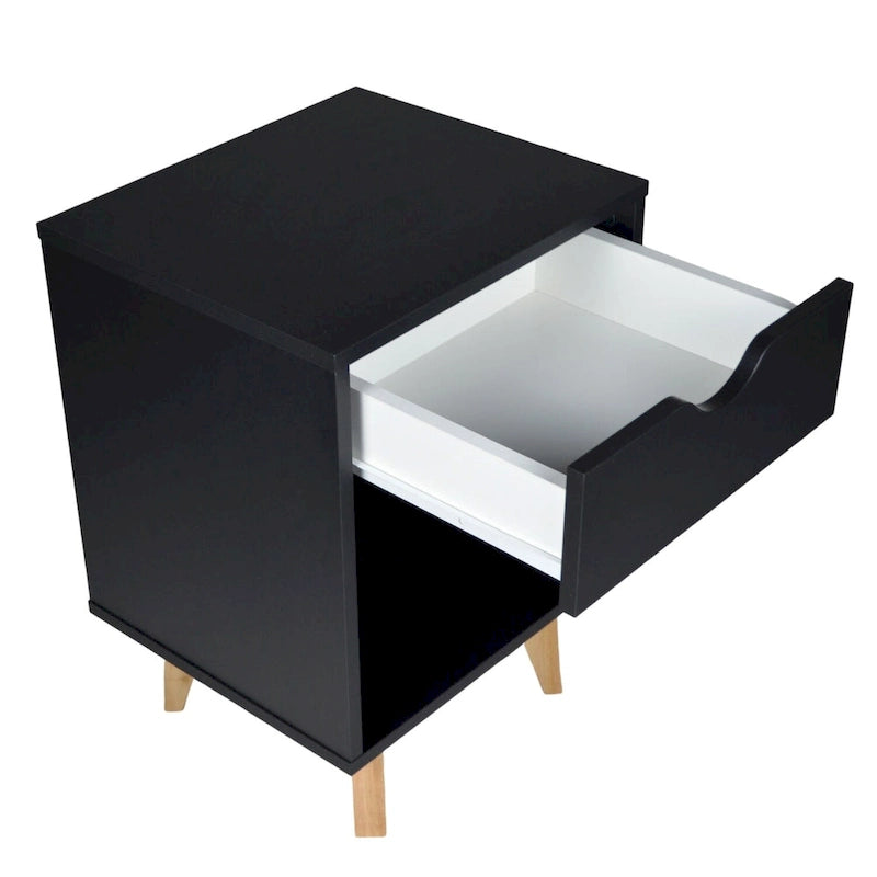 24-Inch Wood 2-Drawer Nightstand Modern Bedside or End Table with Storage