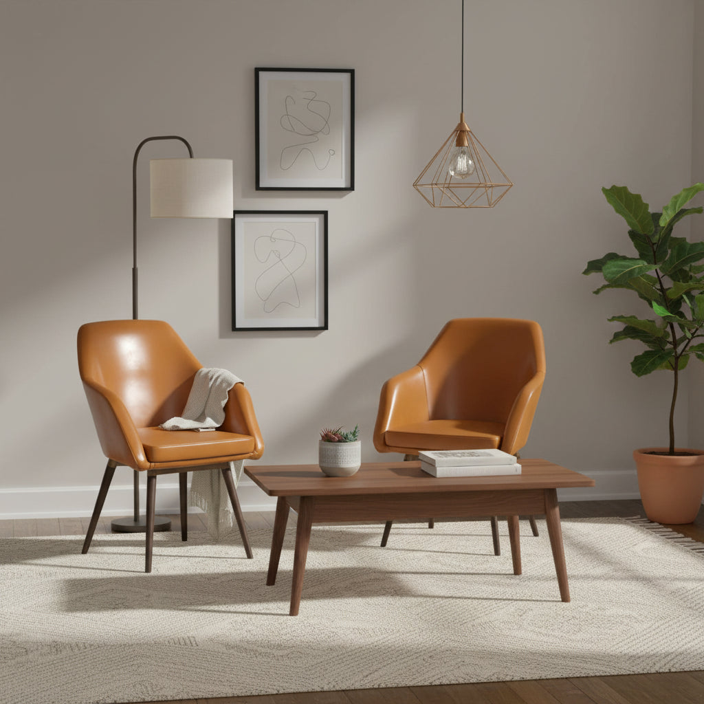 Carson Carrington Akrehamn Cappuccino Faux Leather Armchair (Set of 2)