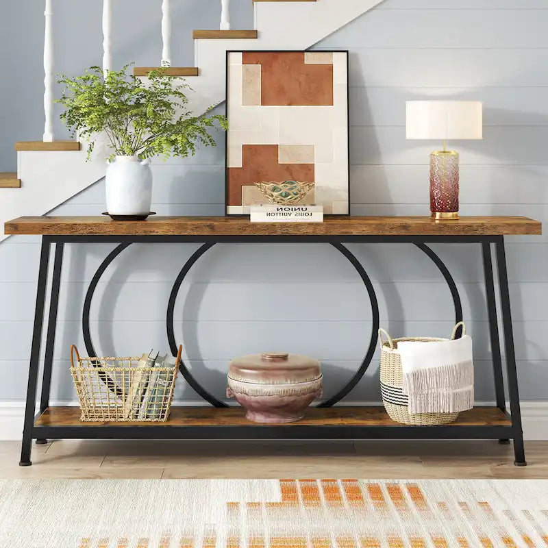 70.9 Inch Console Table with Storage Extra Long Narrow Sofa Couch Console Table
