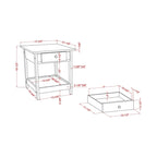 Transitional Rubberwood 4-Piece Open-Shelf Coffee Table Set with Drawer