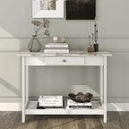 Transitional Rubberwood 4-Piece Open-Shelf Coffee Table Set with Drawer