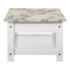 Transitional Rubberwood 4-Piece Open-Shelf Coffee Table Set with Drawer