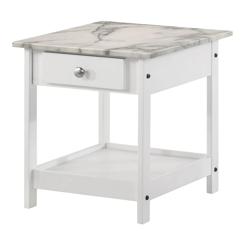 Transitional Rubberwood 4-Piece Open-Shelf Coffee Table Set with Drawer