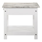 Transitional Rubberwood 4-Piece Open-Shelf Coffee Table Set with Drawer
