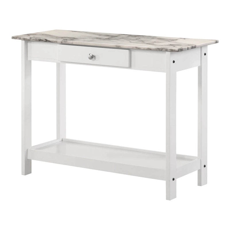 Transitional Rubberwood 4-Piece Open-Shelf Coffee Table Set with Drawer