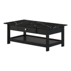 Transitional Rubberwood 4-Piece Open-Shelf Coffee Table Set with Drawer