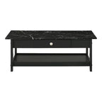 Transitional Rubberwood 4-Piece Open-Shelf Coffee Table Set with Drawer