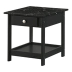 Transitional Rubberwood 4-Piece Open-Shelf Coffee Table Set with Drawer