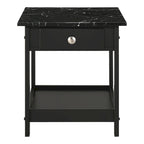 Transitional Rubberwood 4-Piece Open-Shelf Coffee Table Set with Drawer