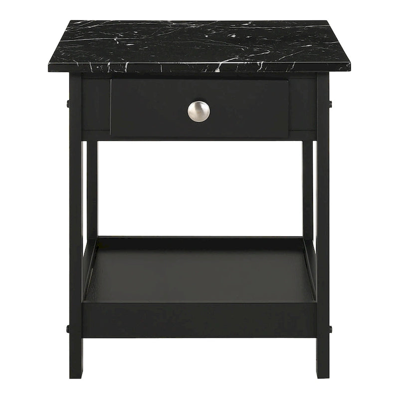Transitional Rubberwood 4-Piece Open-Shelf Coffee Table Set with Drawer