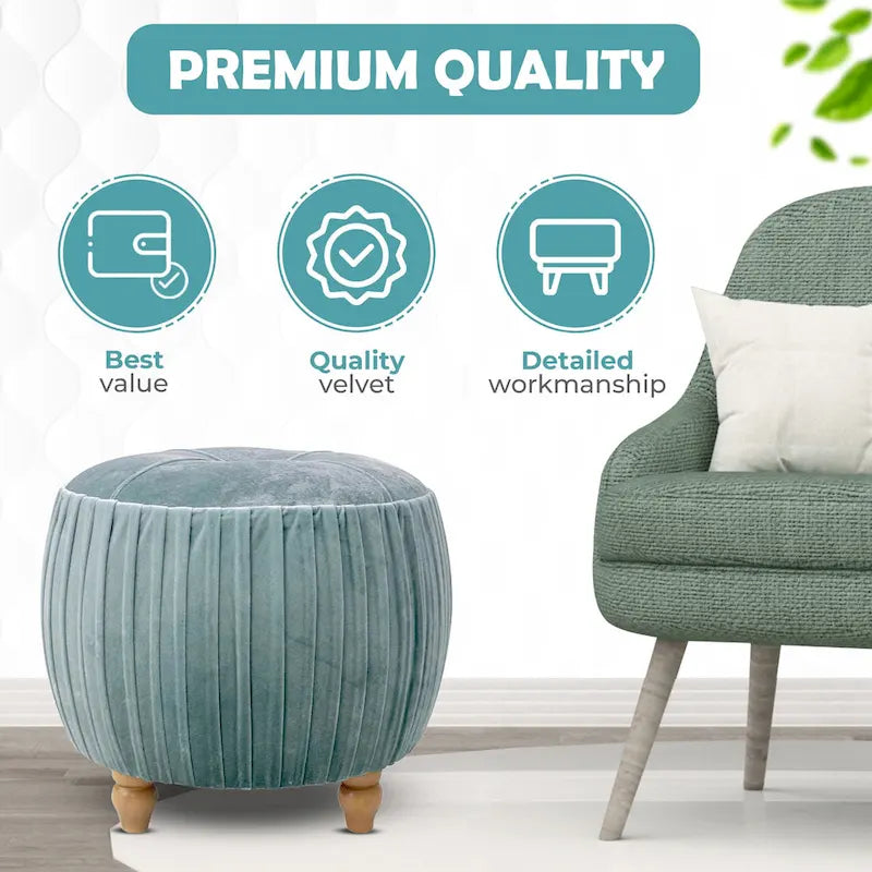 Small Velvet Round Footstool