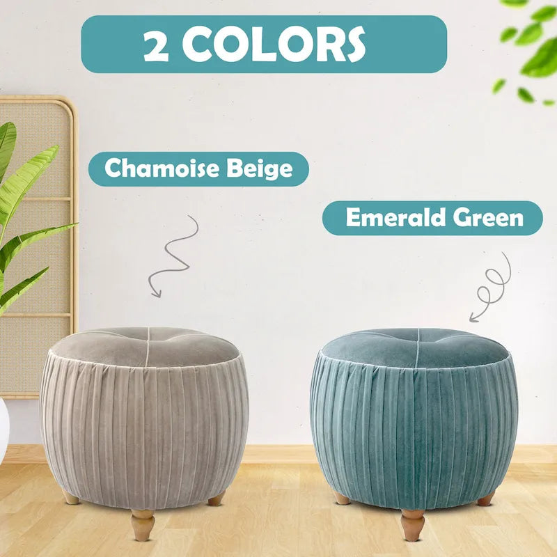 Small Velvet Round Footstool
