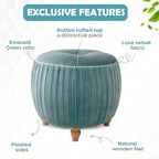 Small Velvet Round Footstool