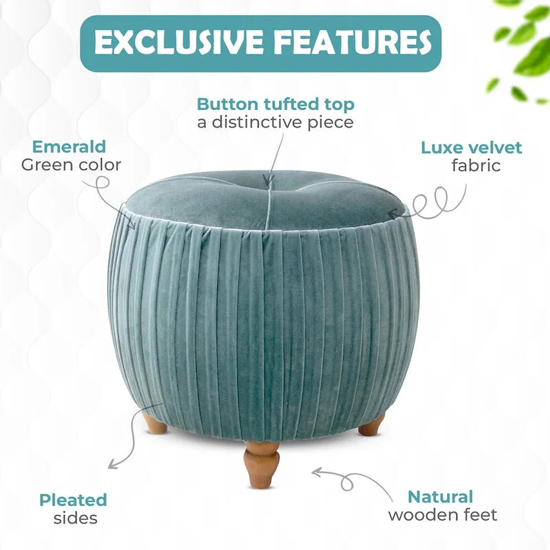Small Velvet Round Footstool