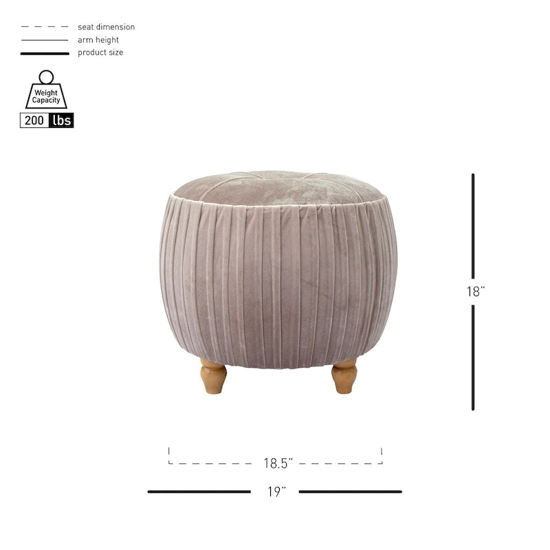 Small Velvet Round Footstool
