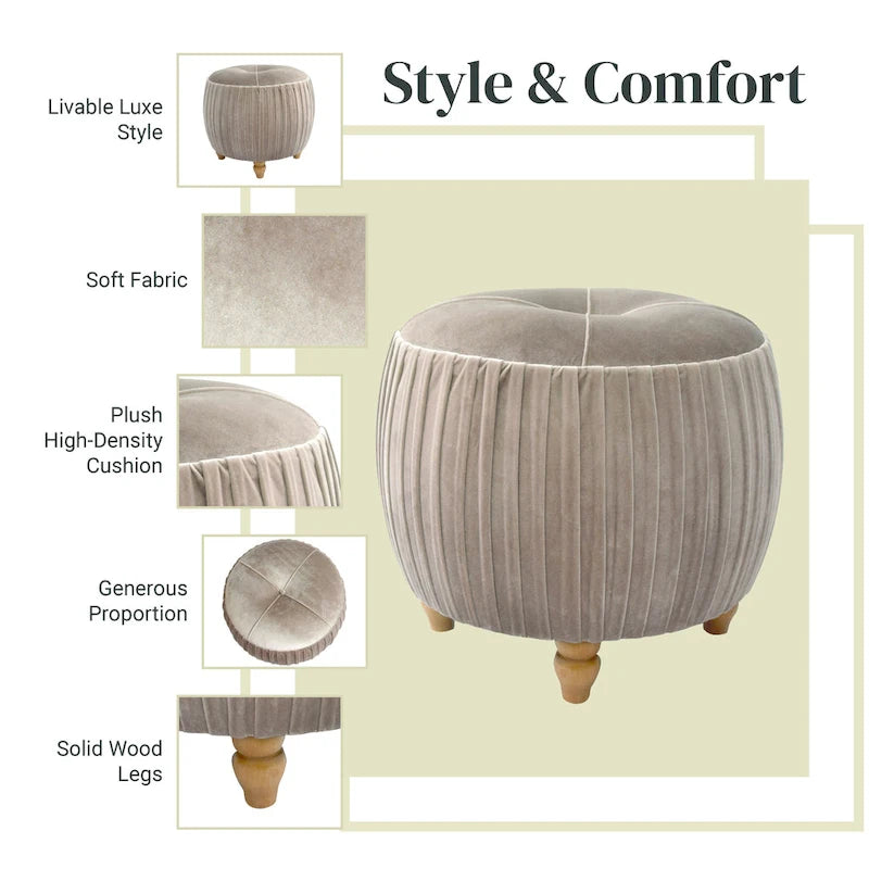 Small Velvet Round Footstool