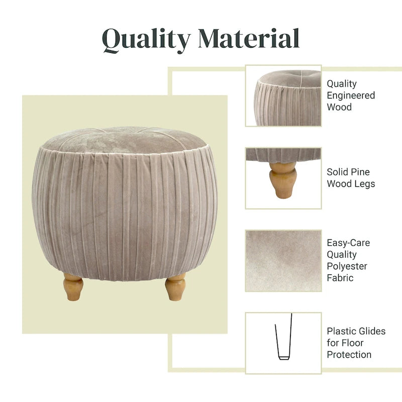 Small Velvet Round Footstool