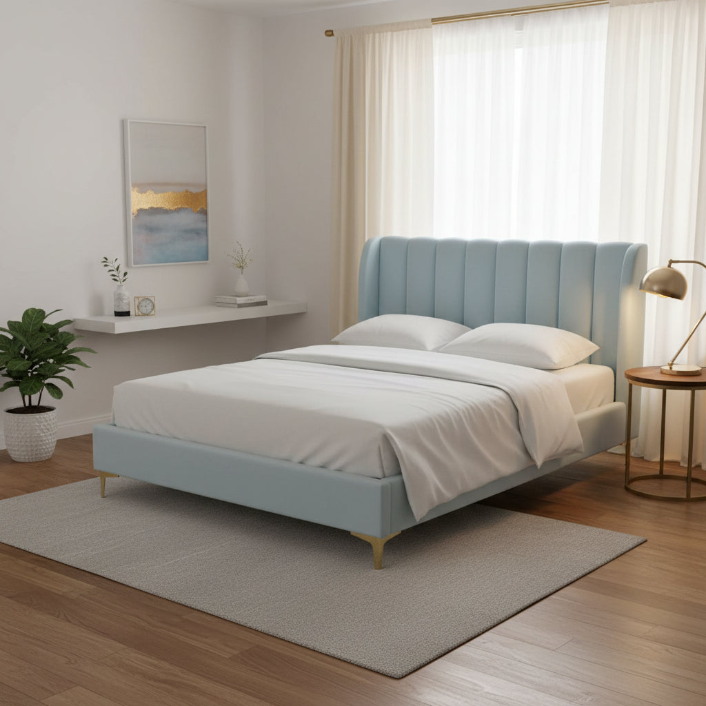 Glam Velvet Fabric Platform Bed