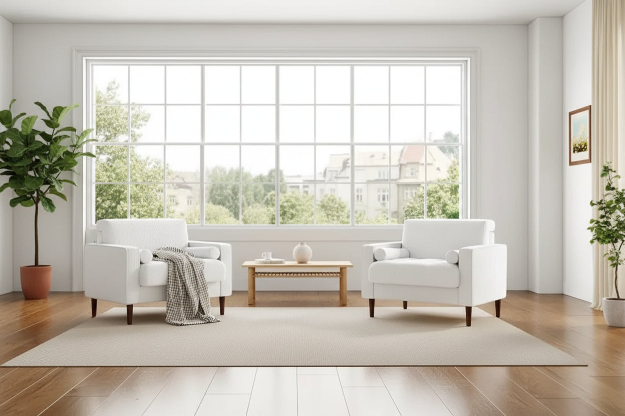 2 Set Modern Wide Armchair Corduroy Accent Chairs