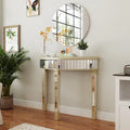 Silver Mirrored Half Moon Console Table Sofa Table - 35.4x31.6 inch