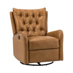 Jordano Mid-century Genuine Leather Recliner with Metal Base