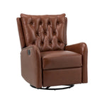 Jordano Mid-century Genuine Leather Recliner with Metal Base