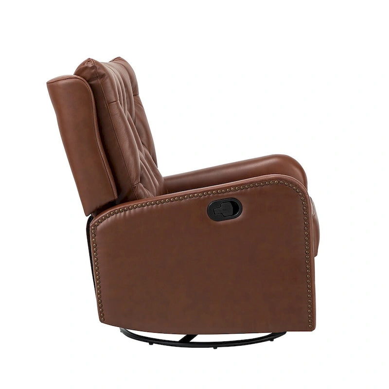 Jordano Mid-century Genuine Leather Recliner with Metal Base