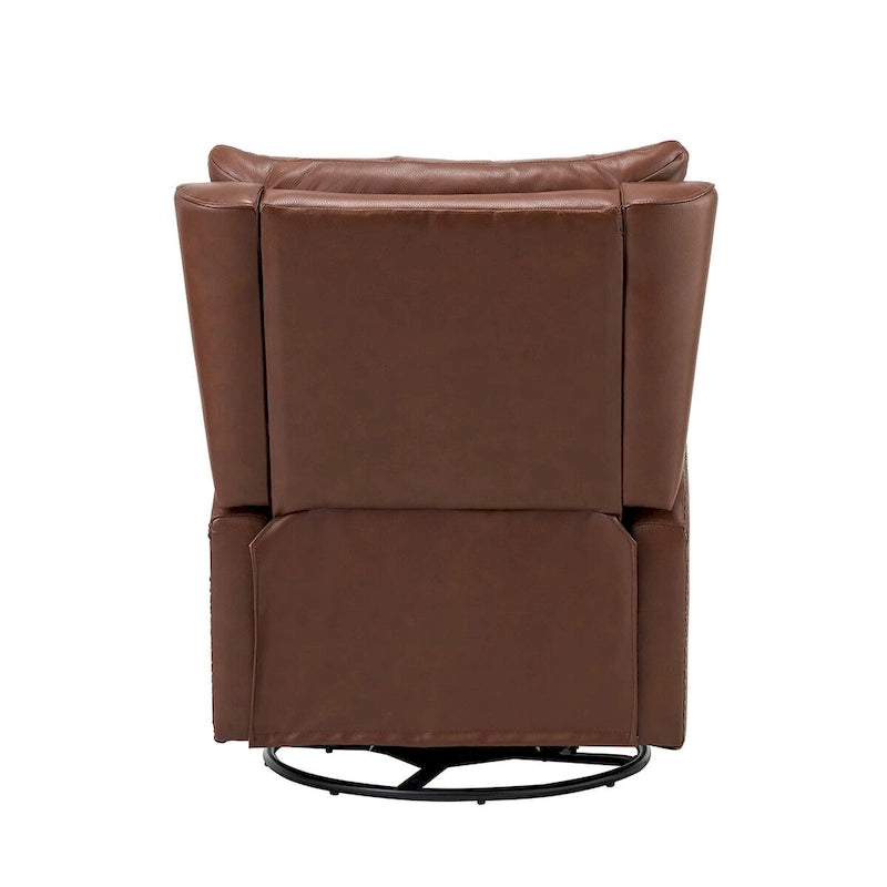 Jordano Mid-century Genuine Leather Recliner with Metal Base