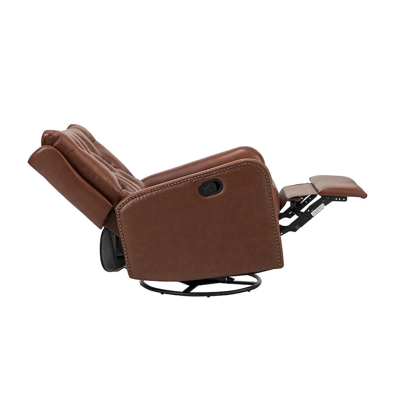 Jordano Mid-century Genuine Leather Recliner with Metal Base