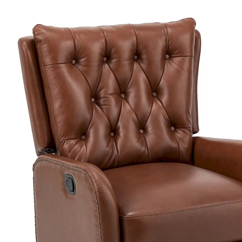 Jordano Mid-century Genuine Leather Recliner with Metal Base