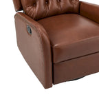 Jordano Mid-century Genuine Leather Recliner with Metal Base