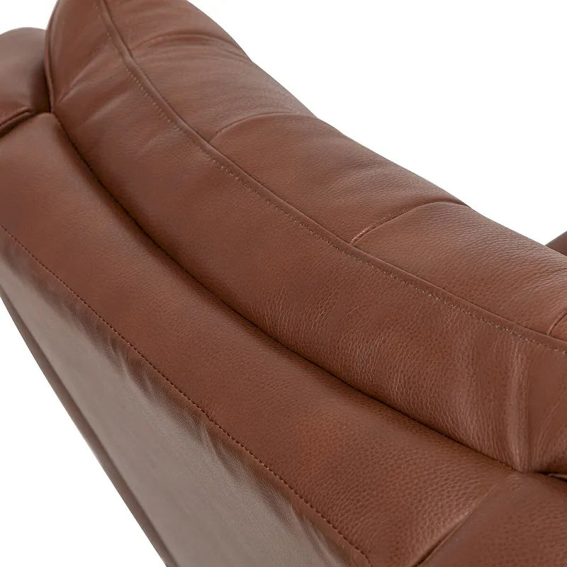 Jordano Mid-century Genuine Leather Recliner with Metal Base