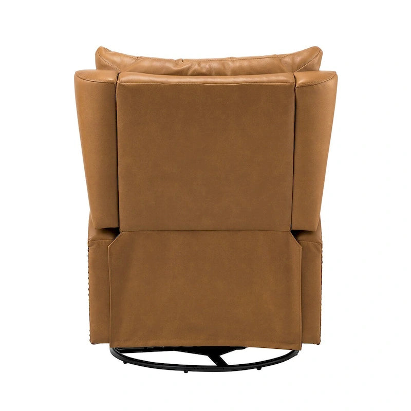 Jordano Mid-century Genuine Leather Recliner with Metal Base