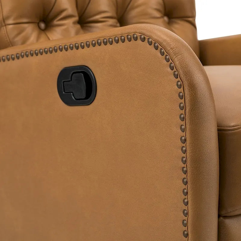 Jordano Mid-century Genuine Leather Recliner with Metal Base