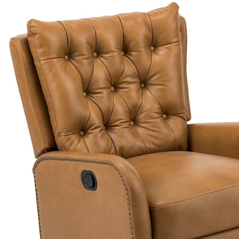 Jordano Mid-century Genuine Leather Recliner with Metal Base