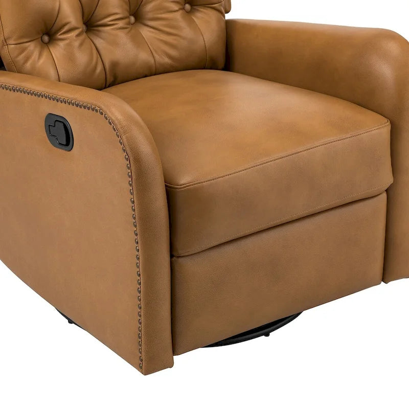 Jordano Mid-century Genuine Leather Recliner with Metal Base
