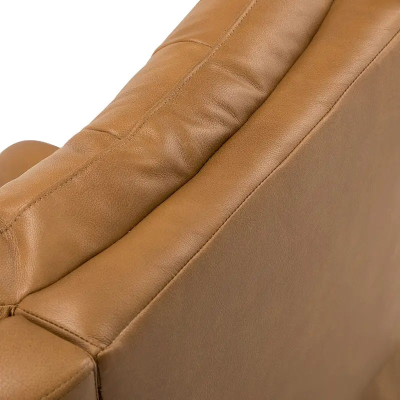 Jordano Mid-century Genuine Leather Recliner with Metal Base