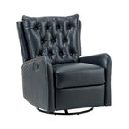 Jordano Mid-century Genuine Leather Recliner with Metal Base