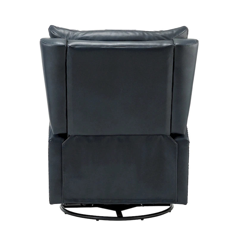 Jordano Mid-century Genuine Leather Recliner with Metal Base