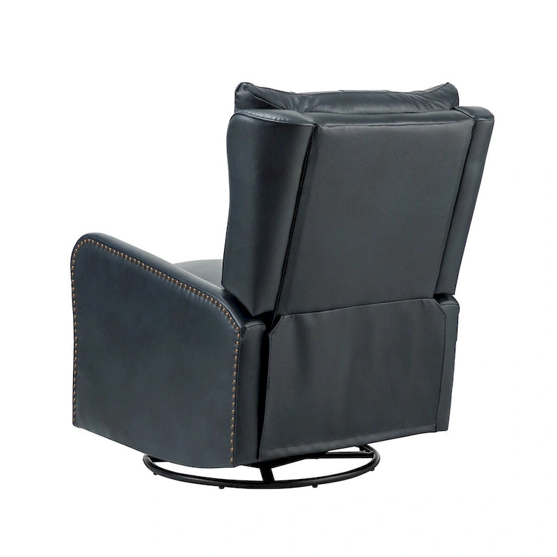 Jordano Mid-century Genuine Leather Recliner with Metal Base