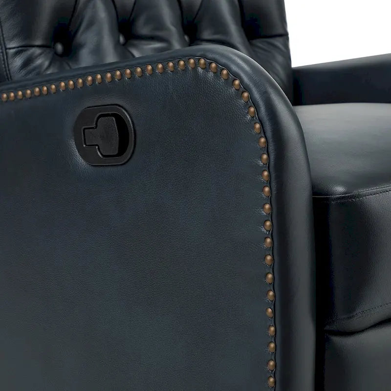 Jordano Mid-century Genuine Leather Recliner with Metal Base