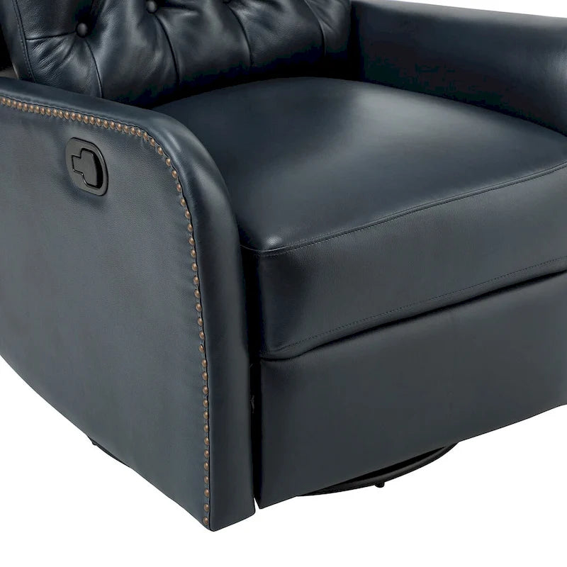 Jordano Mid-century Genuine Leather Recliner with Metal Base
