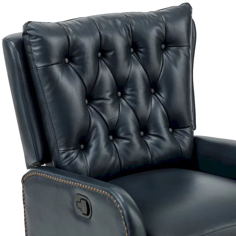 Jordano Mid-century Genuine Leather Recliner with Metal Base