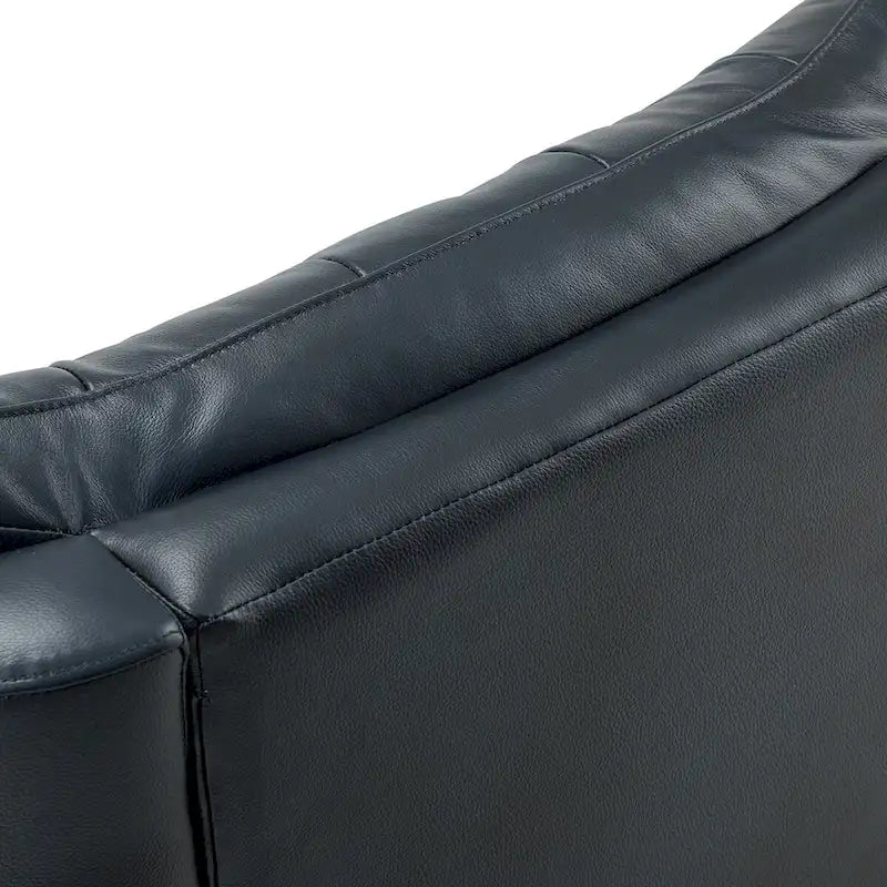 Jordano Mid-century Genuine Leather Recliner with Metal Base